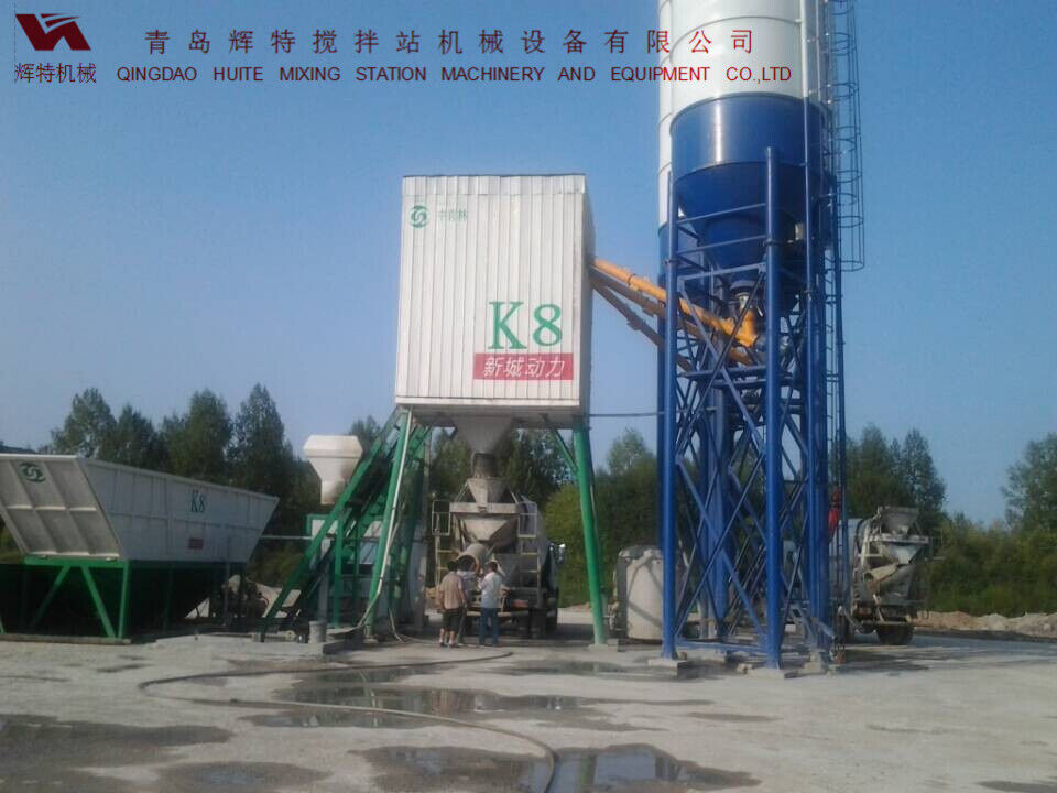 輝特混凝土攪拌站HZS50攪拌性能強，攪拌均勻、迅速，生產效率高